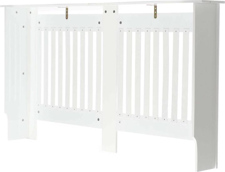 Actual product image Toboli Radiator Cover 172x19x82cm Painted in White MDF Grid-pattern Heater Protection with Shelf