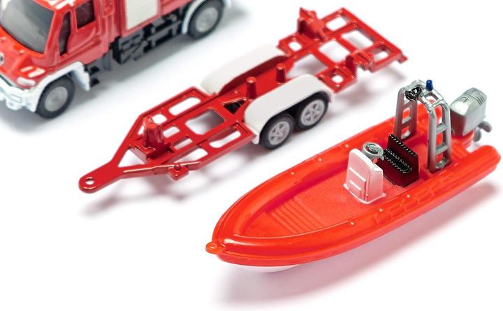 Produktbild Siku Unimog Feuerwehr mit Boot