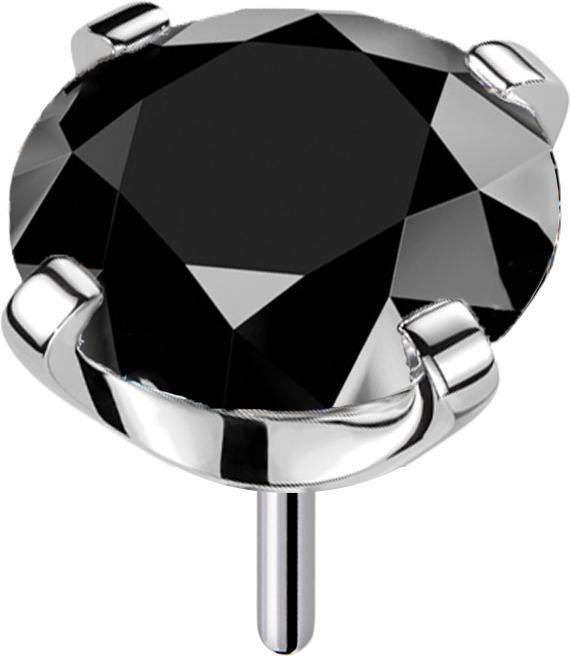 Actual product image Star Piercing Threadless silver with black crystal setting (without brass)