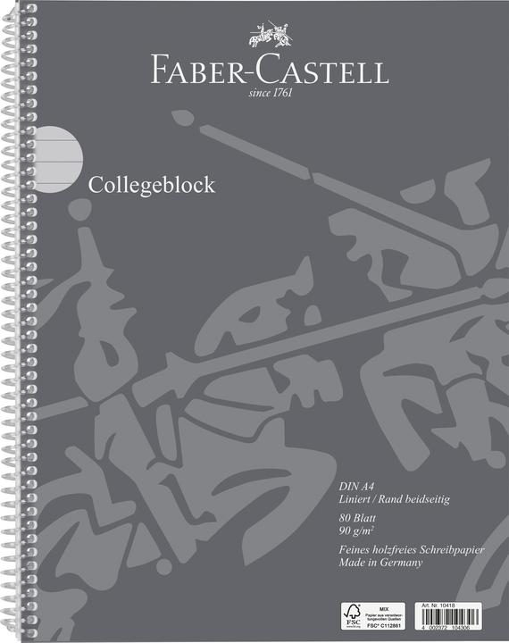 Faber-Castell Collegeblock liniert DIN A4 Aussenrand (A4, Liniert, Weicher Einband)