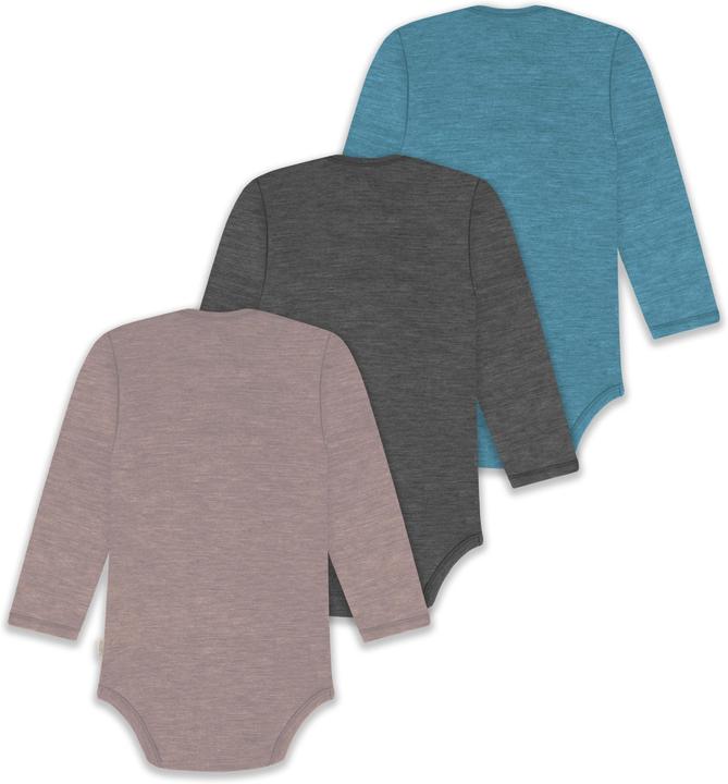 Actual product image Normani 3-pack baby merino bodysuit long sleeve "Auckland" - 9383 (56)