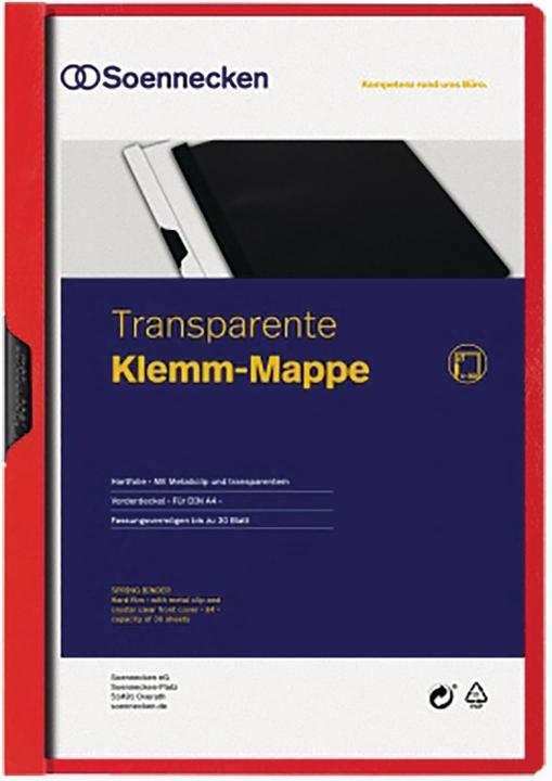 Productafbeelding Soennecken Clip map Gebruik voor papierformaat: DIN A4 Materiaal: Harde folie (A4, 1 x)