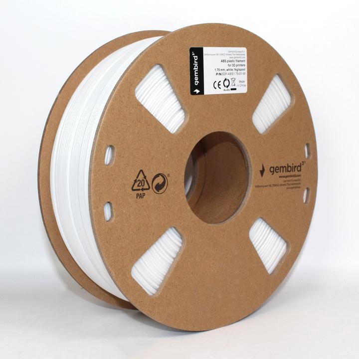 Actual product image Gembird Filament cassette ABS spool (ABS, 1.75 mm, 1400 g, White)