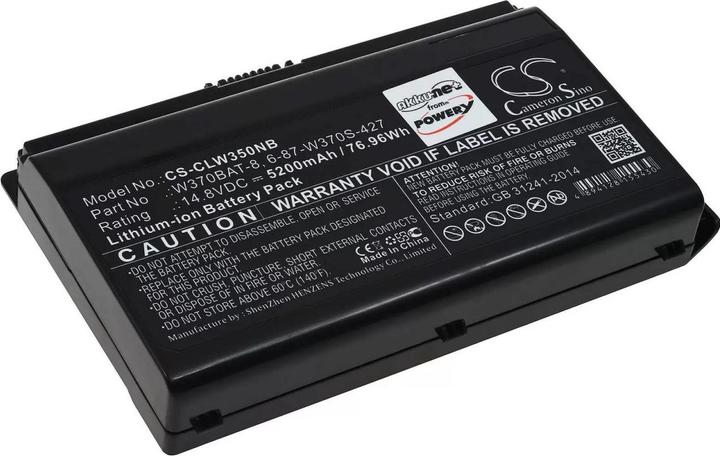 Image du produit AccuCell Batterie Schenker A704, A723, Clevo W353ST, W350ET, type W370BAT-8 (5200 mAh)