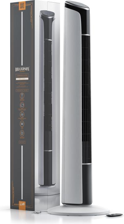 Actual product image Brandson Tower fan, remote control, 10° tiltable, oscillation, 4 modes, pedestal fan 108cm, white (52 dB)