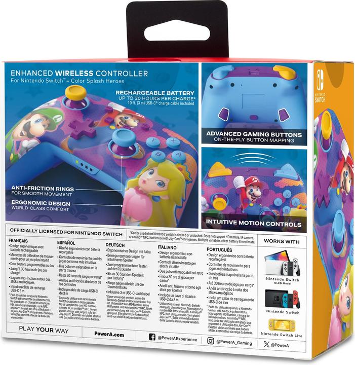 Image du produit PowerA Enhanced Wireless Controller - Colour Splash Heroes (Switch, Switch Lite, Switch OLED)