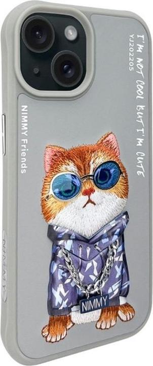 Produktbild Mocco Nimmy case iPhone 15 6.1" gray Glasses Cool Cat (Apple iPhone 15)
