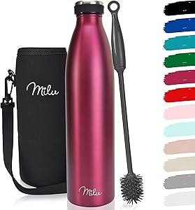 Milu Isolierflasche 1000ml + Silikon Reinigungsbürste Farbe: Berry / Pink (1 l)