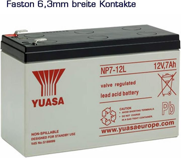 Image du produit Yuasa Akku NP7-12L, mit 6,3mm Kontakten (12 V, 7 Ah)