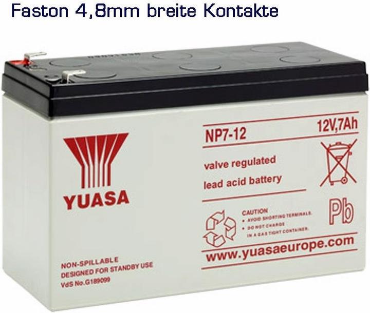 Immagine prodotto Yuasa Akku NP7-12 Akku NPW36-12, mit 4,8mm Kontakten (12 V, 7 Ah)