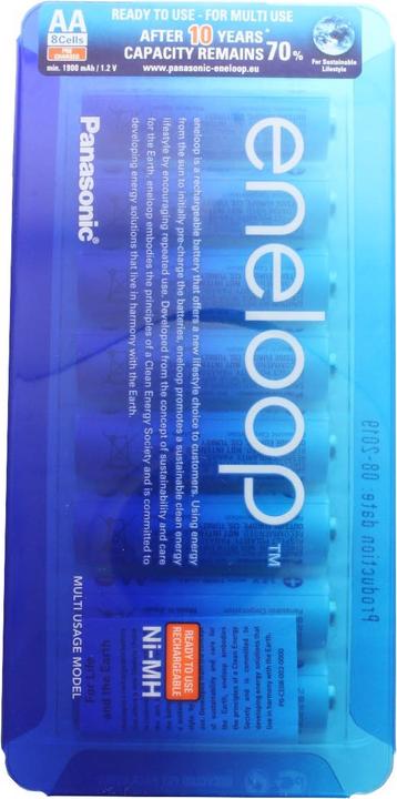 Actual product image Panasonic Rechargeable battery Mignon/AA HR-3UTGA, pack of 8 + battery box (8 pcs., AA, 1900 mAh)