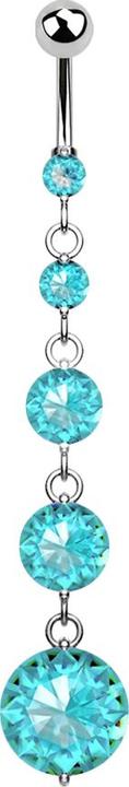 Star Piercing Banane silber mit Kugel und Kugel Kristall aqua Anhänger vier runde Kristalle (Chirurgenstahl 316L, Messing)