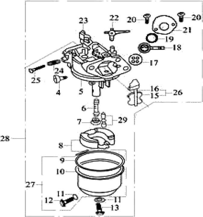 Actual product image Wiltec Spare Part LIFAN Carburetor for 9 hp petrol / gasoline engine (Garden machinery spare parts)