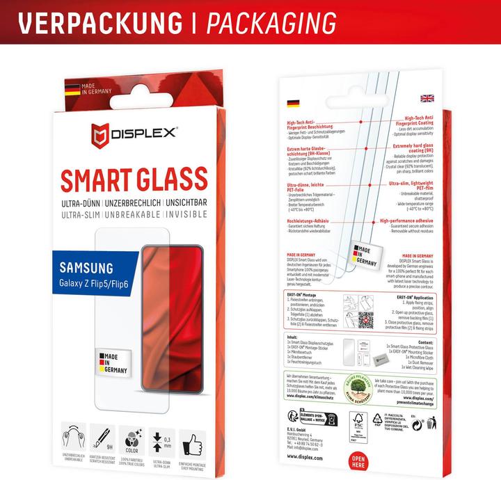 Immagine prodotto Displex Vetro intelligente 2D (1 Pezzo/i, Samsung Galaxy Z Flip5, Samsung Galaxy Z Flip6)
