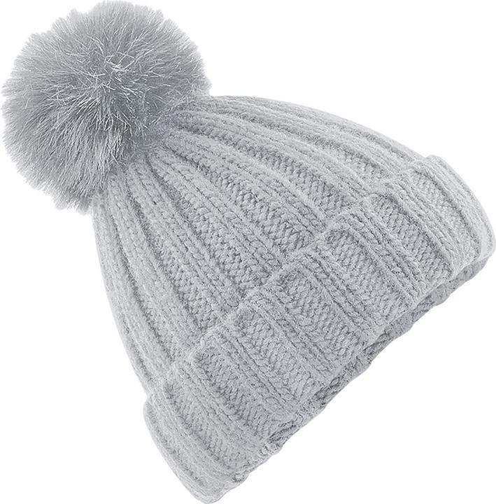Beechfield Strickmütze Verbier Erwachsene mit KunstpelzBommel (One Size)