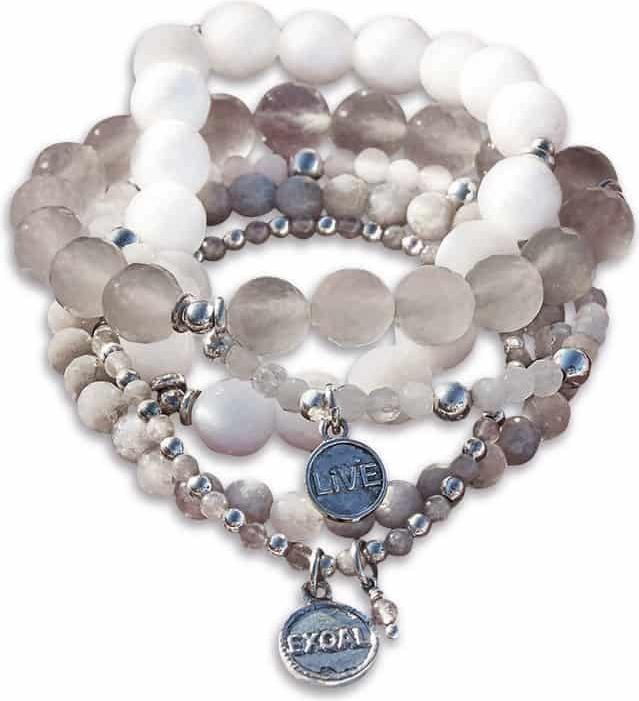 Immagine prodotto Loberon Bracciale Chaim bianco/grigio (6 cm, Giada, Ottone)