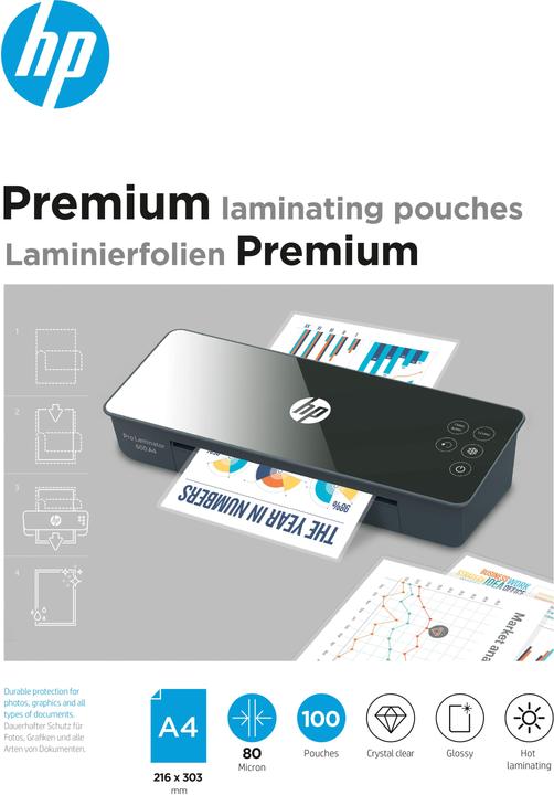 HP Premium laminating pouches (216 x 303 mm, 100 Piece, 80 µm)