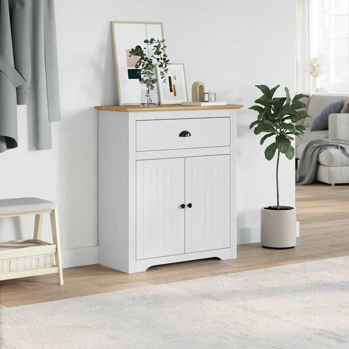 Produktbild VidaXL Flurschrank BODO Weiss und Braun 80x35x90 cm Flurmöbel Schrank (80 x 35 x 90 cm)