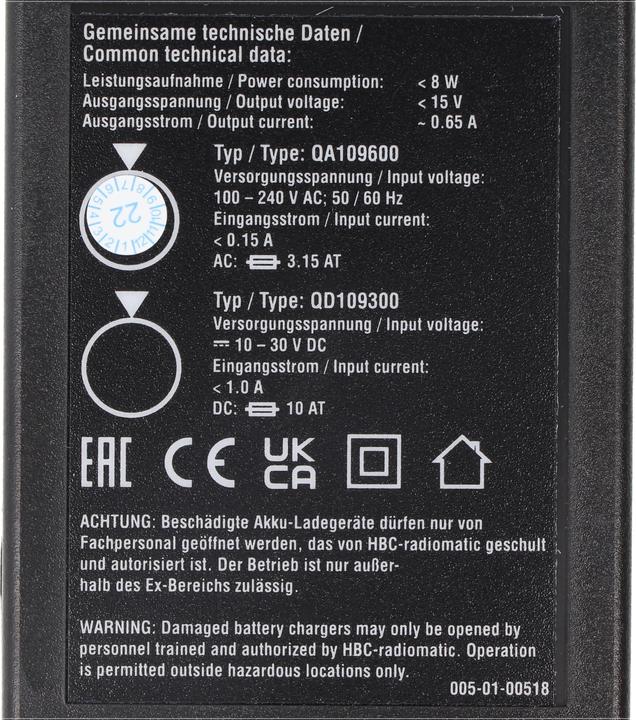 Image du produit HBC Radiomatic Original-Ladegerät HBC QA109600 für HBC FUB03, FUB05, FUB9NM