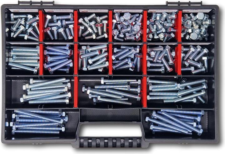 Actual product image Schraubenbox24 Hexagon bolts assortment M6 // 6mm-60mm 200 pcs screw box DIN 933/ISO4017 (200 Screws per piece)