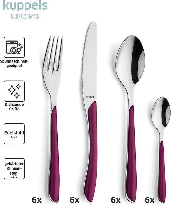 Produktbild Kuppels PRISMA Besteckset 24-teilig, wildberry, hochglanzpoliert, für 6 Personen (24 Stück, Besteck Set)
