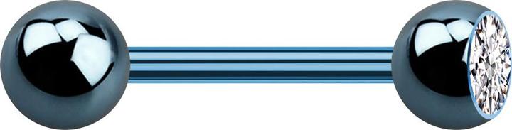 Star Piercing Barbell hellblau mit Kugel und Kugel Kristall silber (Titan G23, ohne Messing)