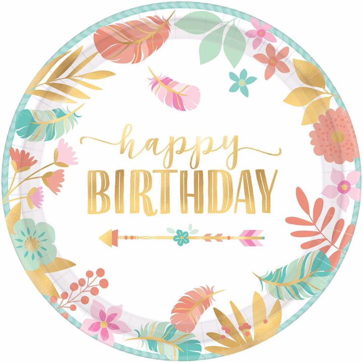 Produktbild Amscan Teller 27 cm, Boho Birthday Girl, Metallisch, 8 Stück (8 x)