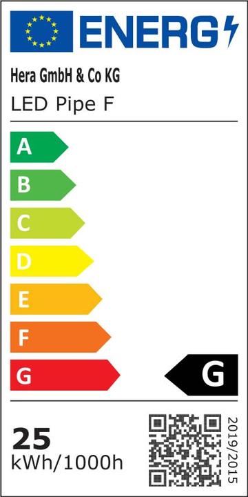 Energie-Label Hera LED-Linienleuchte 61001610202 LED-Pipe,660lm,3000K Decken-/Wandleuchte 4051268121774