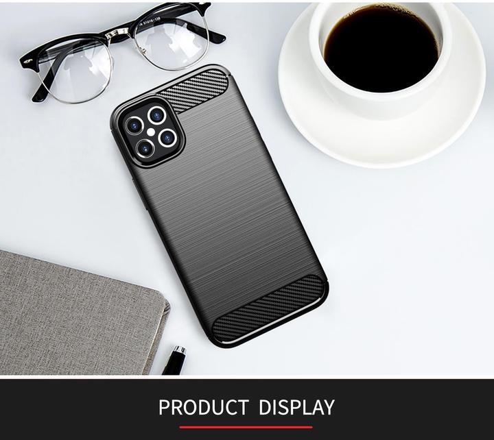 Immagine prodotto Cadorabo TPU Ultra sottile in acciaio inossidabile al carbonio Combi Cover (Apple iPhone 12 Pro Max)