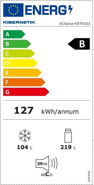 Label énergétique Kibernetik Kühl-Gefrierkombination ECOplus KSTK323 No Frost (323 l)