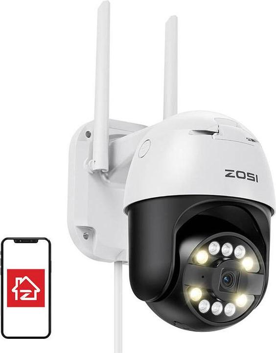 Actual product image Zosi IP Outdoor Camera C296 WiFi Pan Tilt 8MP Dual IP66 with 32GB microSD card (2880 x 1620 Pixels)