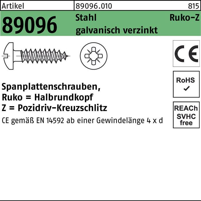 Actual product image Dönges Chipboard screw panhead Z, cross recess PZ, 4.0 x 20 mm (1000 Screws per piece)
