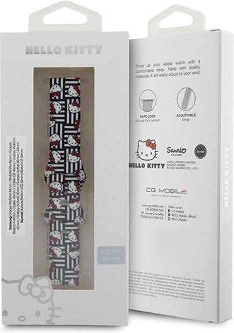Immagine prodotto Hello Kitty Pasek Uniwersalny HKUWMSDIESK Silicone Heads & Stripes cinturino nero 20mm (20 mm, Silicone, Acciaio inossidabile)