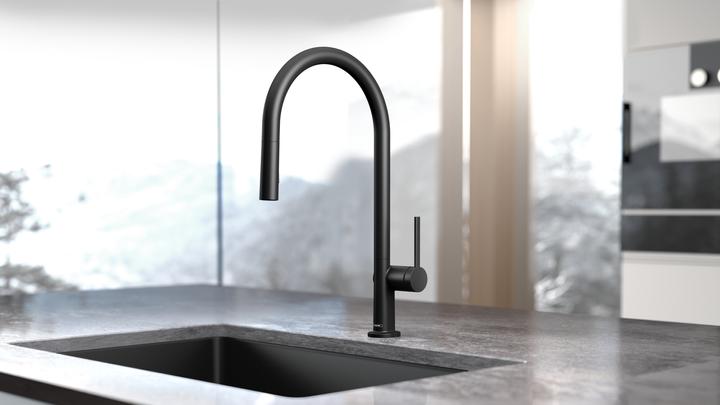 Produktbild hansgrohe Talis M54 Spültischmischer 210 (mattschwarz), mit Ausziehbrause