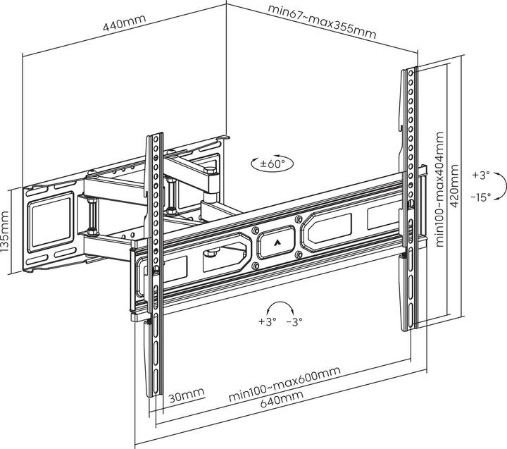 Actual product image Sbox PLB-3646-2 (37-80/40kg/600x400) (Wall, 80", 40 kg)