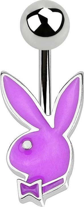 Star Piercing Micro Banane silber Kugel und Playboy Bunny violett (Chirurgenstahl 316L, ohne Messing)