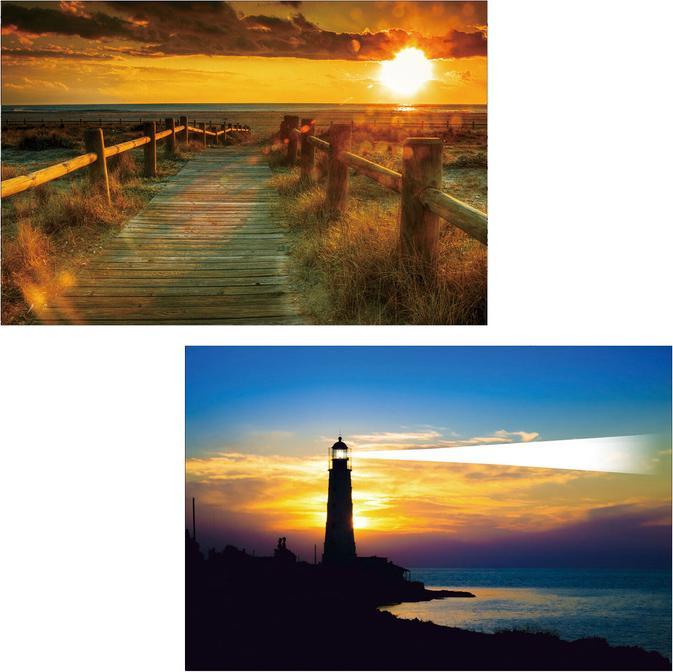 Produktbild Swisshandel24 2x LED-Bild Leinwandbild Leuchtbild Wandbild 60x40cm, Timer - Sea (60 x 40 cm)