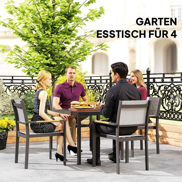 Produktbild Swisshandel24 Gartentisch Aluminium 73x73 cm Holzoptik, Schwarz (73 cm)