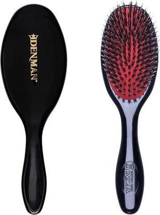 Image du produit Denman Brosse à cheveux Cushion avec pinces Quill Boar en nylon souple - Style Porcupine - Noir P081S