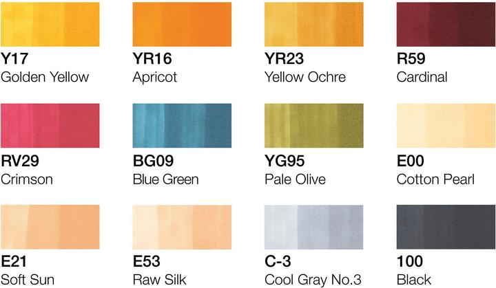 Immagine prodotto Copic Pennarelli grafici Ciao Set di 12 uniformi scolastiche (100, E21, E00, C3, YR16, E53, Y17, YG95, RV29, BG09, R59, YR23, 12 x)