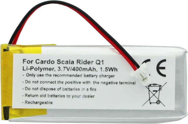 Image du produit Cardo Batterie Rider Q1, Scala Rider Q1, Q3, Scala Rider Q3, FM, Solo Batterie WW452050PL (1 pcs, Spécifique à l'appareil, 400 mAh)
