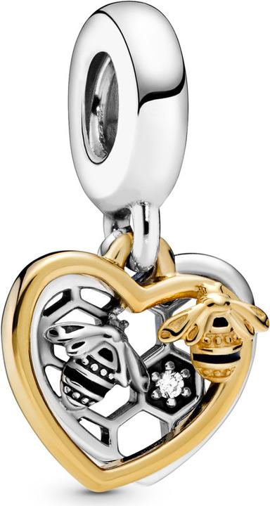 Pandora Shine Heart and Bee Charm (Enamel, Stone, Silver 925)