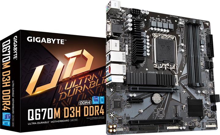 Actual product image Gigabyte Q670M D3H DDR4 motherboard Intel Q670 LGA 1700 micro ATX (LGA 1700, Intel Q670, mATX)