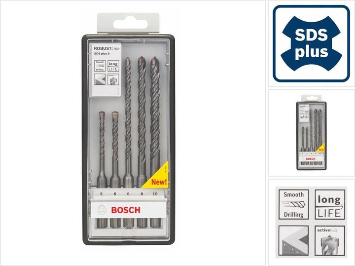 Produktbild Bosch Professional Zubehör SDS plus-5 Hammerbohrer-Set, Robust Line, 5-tlg., 5–10 mm (8 mm, 10 mm, 5 mm, 6 mm)