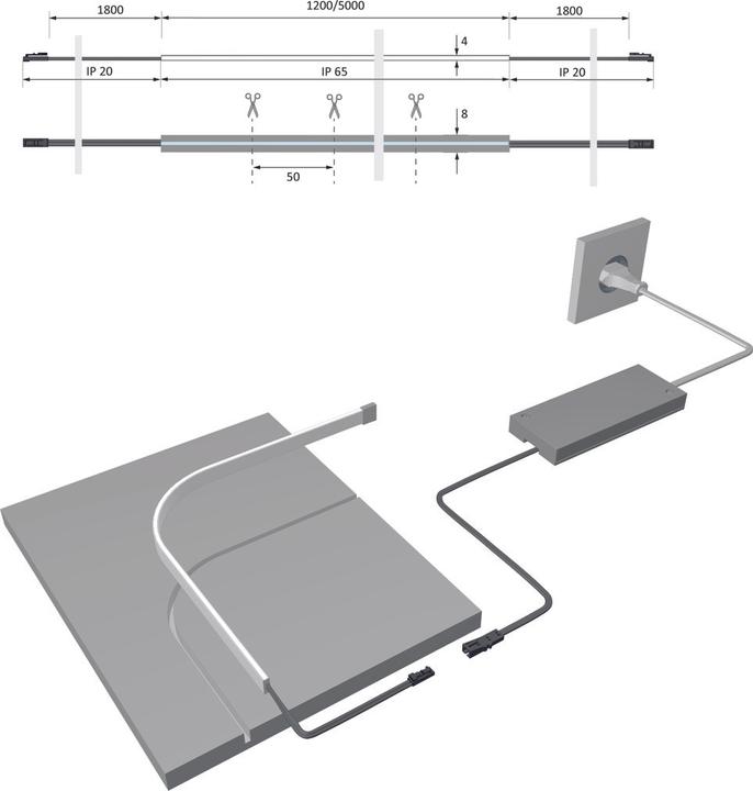 Immagine prodotto Halemeier Strisce LED Versa Super Plus / 12 V (Bianco neutro, 120 cm, Interno)