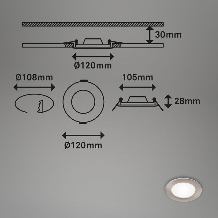 Actual product image Briloner LED recessed luminaire set of 3, nickel, 3xLED platinum/7W (600 lm)