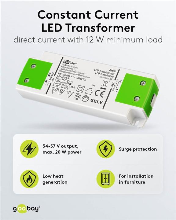 Image du produit Goobay Transformateur LED à courant constant, 20 W