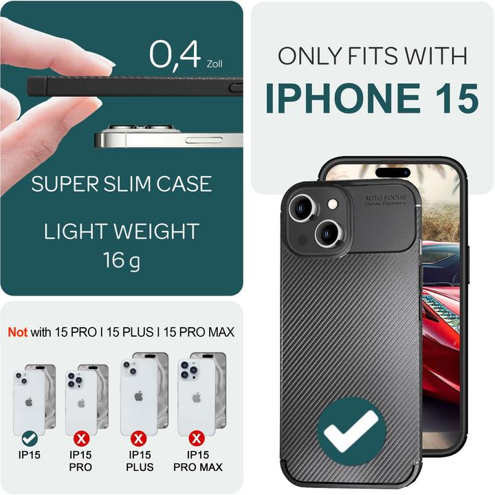 Actual product image Nalia Carbon Look Silicone Cover (Apple iPhone 15)