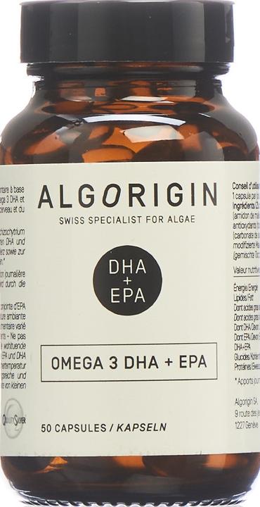 Actual product image Algorigin Omega 3 DHA+EPA Caps (50 Piece, Capsules, 154 g)