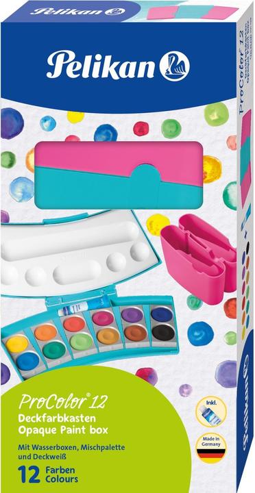 Image du produit Pelikan Couleurs fluorescentes Coffret d'encre opaque 12 couleurs, turquoise et rose (Pink, Turquoise, 12 ml)